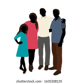 isolated, silhouette in colored clothes, family