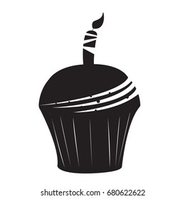 Isolated silhouette of a cupcake, Vector illustration