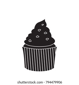 Isolated silhouette of a cupcake, Vector illustration