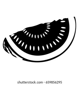 Isolated silhouette of a cut watermelon, Vector illustration