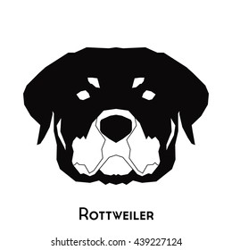 Isolated silhouette of a cute Rottweiler on a white background