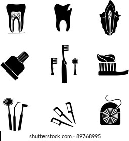 isolated silhouette dental icons