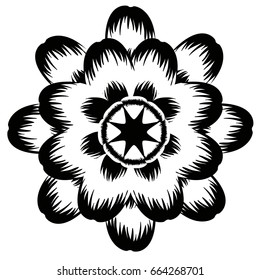 Isolated silhouette of a detailed flower, Vector illustration