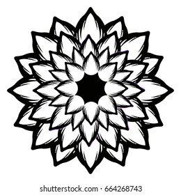 Isolated silhouette of a detailed flower, Vector illustration