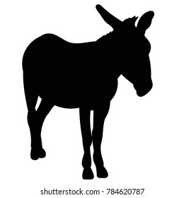 isolated silhouette of a donkey