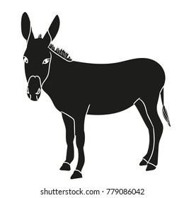  isolated silhouette of a donkey, black