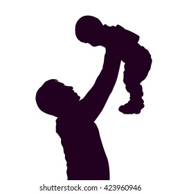 Isolated Silhouette drawing parent and child.