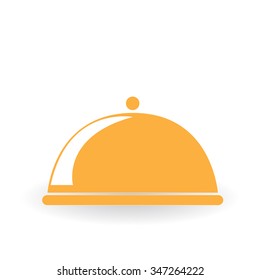 Isolated silhouette of an elegant dish on a white background