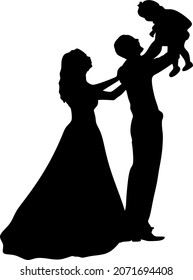 isolated silhouette family with children. vector.