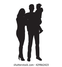 isolated silhouette family with children. vector.