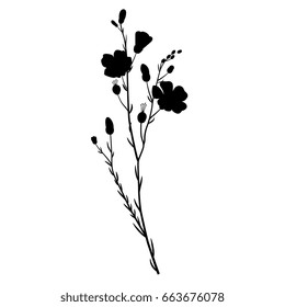 Isolated Silhouette Of A Flax Plant