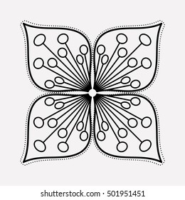 Isolated silhouette of flower design