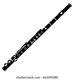 Isolated Silhouette Of A Flute, Vector Illustration