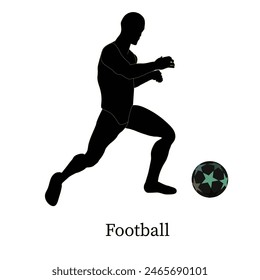 Isolated silhouette Football action in transparent background.