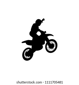 Isolated silhouette of freestyle motorcross trick. vector illustration.