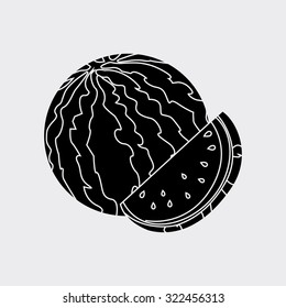 Isolated silhouette of a fruit on a white background