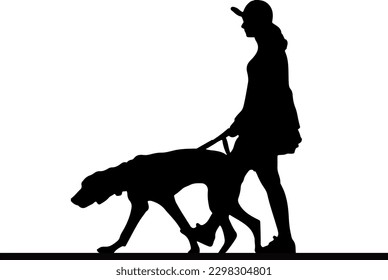 "Isolated Silhouette of a Girl and Her Dog: A Powerful Image of Love and Devotion"