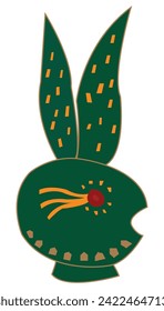 Isolated silhouette of a green bunny on white background. Vector illustration. Children's illustration. Cartoon animal.