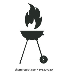 Isolated silhouette of a grill with a flame, Vector illustration
