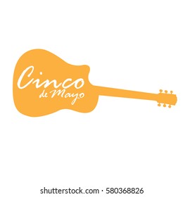 Isolated silhouette of a guitar, Cinco de mayo vector illustration