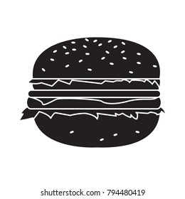 Isolated silhouette of a hamburger, Vector illustration