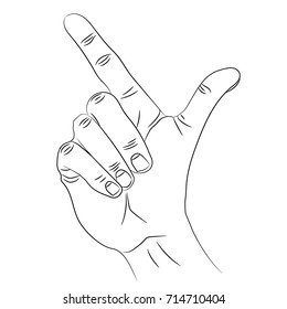 Isolated silhouette of a hand that shows somewhere with an index finger.