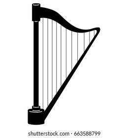 Isolated silhouette of a harp, Vector illustration