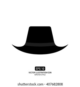 Isolated silhouette of a hat on a white background with text