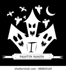 Isolated silhouette of a haunted castle, Vector illustration
