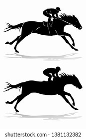 isolated silhouette of horse derby, black and white drawing , white background