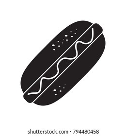 Isolated silhouette of a hot dog, Vector illustration