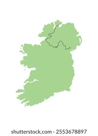 Isolated silhouette of Ireland with border between Northern Ireland