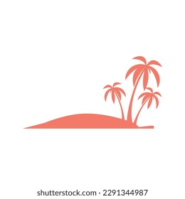 Isolated silhouette of an island with palm trees Vector