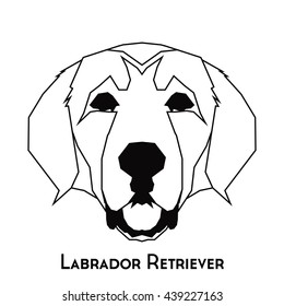 Isolated silhouette of a Labrador Retriever on a white background