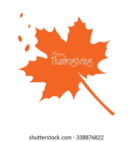 Isolated silhouette of a leaf with text for thanksgiving day