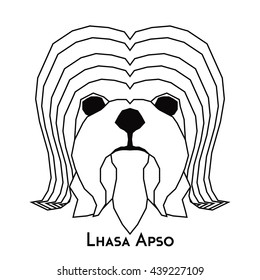 Isolated silhouette of a Lhasa Apso on a white background