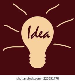an isolated silhouette of a light bulb with text