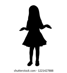  isolated, silhouette little girl in a dress