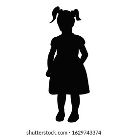 isolated, silhouette of a little girl in a dress