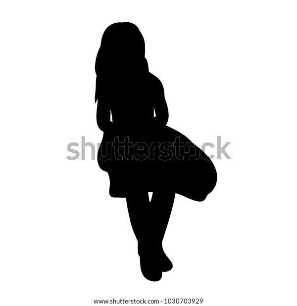 Isolated Silhouette Little Girl Sitting Stock Vector (Royalty Free ...