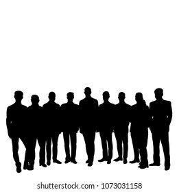 isolated silhouette of a male crowd