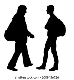  isolated silhouette man with backpack