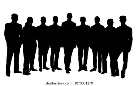  isolated, silhouette man stand, crowd, group