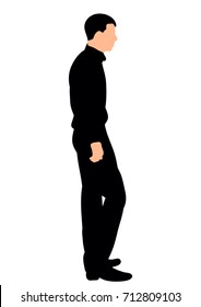  isolated silhouette of a man standing sideways