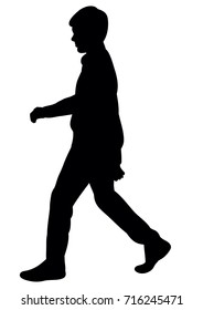 Isolated Silhouette Man Walking Alone Stock Vector (Royalty Free ...