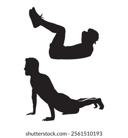 isolated silhouette man in yoga posture