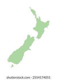 Isolated silhouette map of New Zealand.