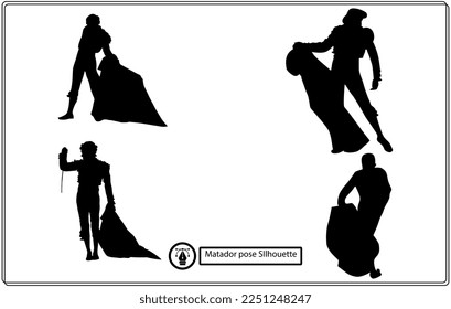 isolated silhouette of matador and bull , black and white drawing, white background