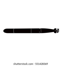 Isolated silhouette of a missile, Vector illustration