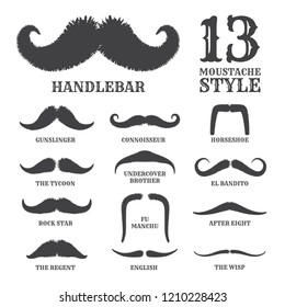 Types of handlebar mustaches